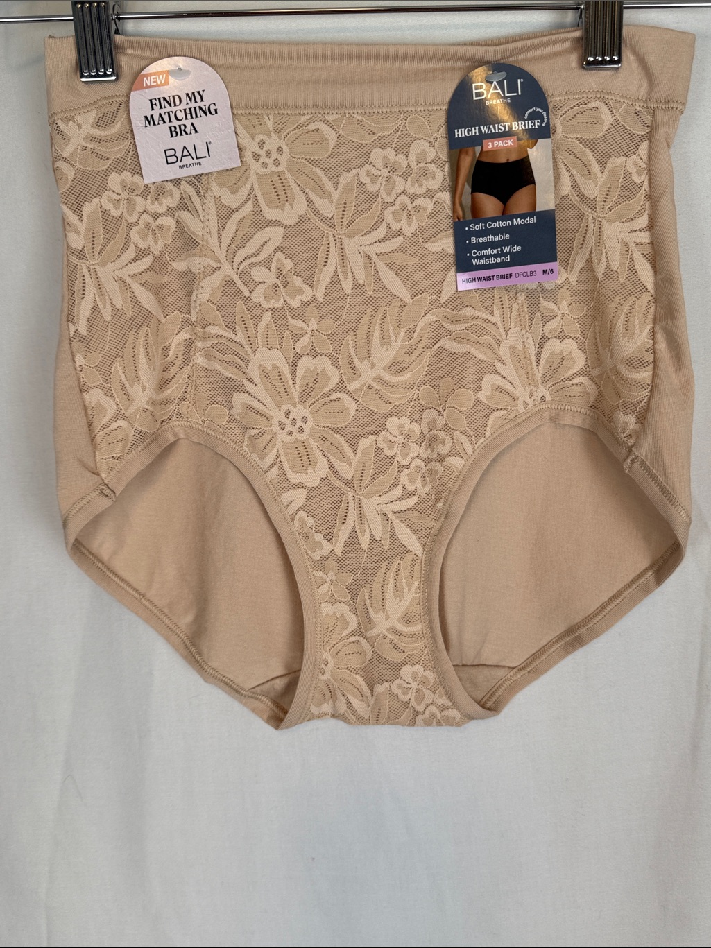 Bali Breathe Hight Waist Underwear Brief Nude Color Nwt Medium/6 - See Notes